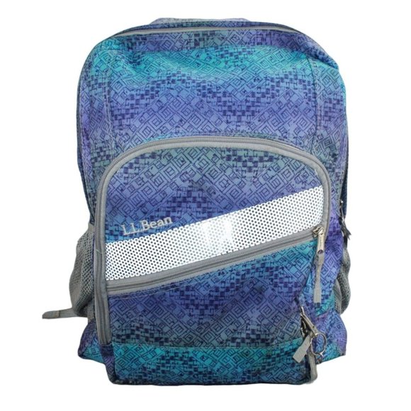LL Bean Periwinkle Sky Chevron Weatherproof Nylon Deluxe Book Pack 32L Backpack - Picture 1 of 14